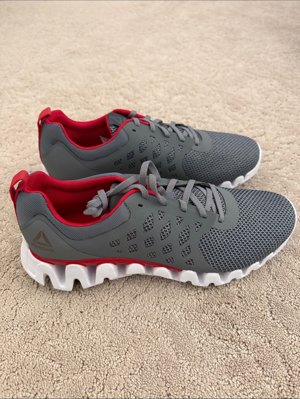 Reebok ZigTech Gray and Red Tennis Shoes
